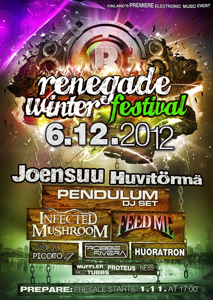 Infected Mushroom @ Finland, Joensuu - Renegade Winter Festival Huvitorma  2012a flyer - Infected Mushroom